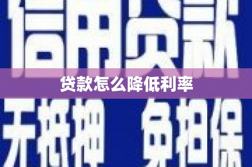 鸟松贷款怎么降低利率